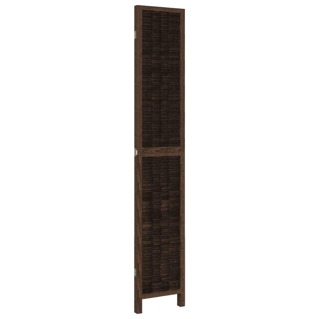Room Divider 3 Panels Dark Brown Solid Wood Paulownia